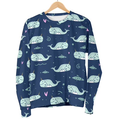 Narwhal Design Print Men Long Sleeve Sweatshirt