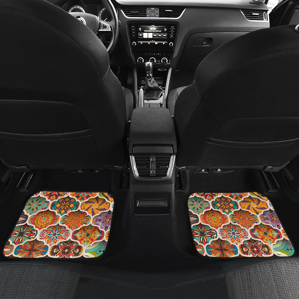 Mandala Mosaic Themed Design Print Car Floor Mats Front Back