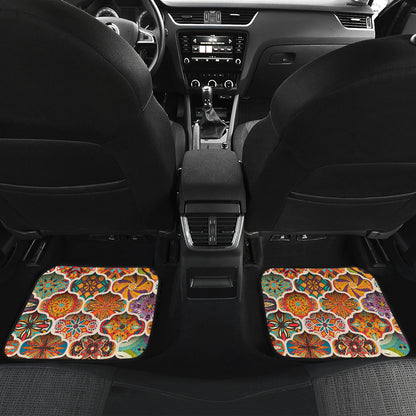Mandala Mosaic Themed Design Print Car Floor Mats Front Back