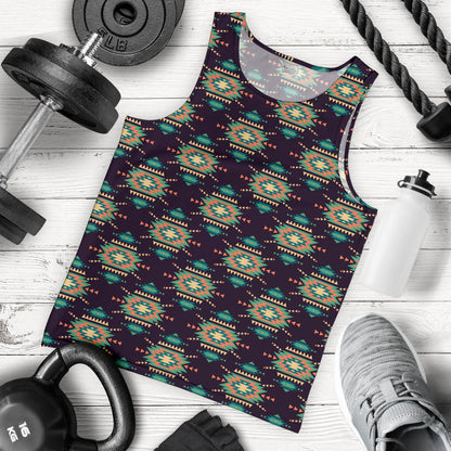 Navajo Geometric Style Print Pattern Men Tank Top