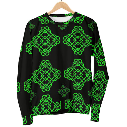 Celtic Knot Green Neon Design Women Long Sleeve Sweatshirt