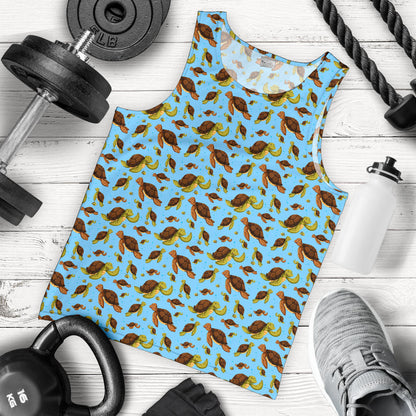Hello Sea Turtle Print Pattern Men Tank Top