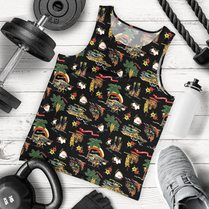 Hawaiian Island Themed Print Men Tank Top