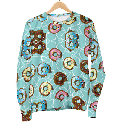 Emoji Donut Print Pattern Men Long Sleeve Sweatshirt