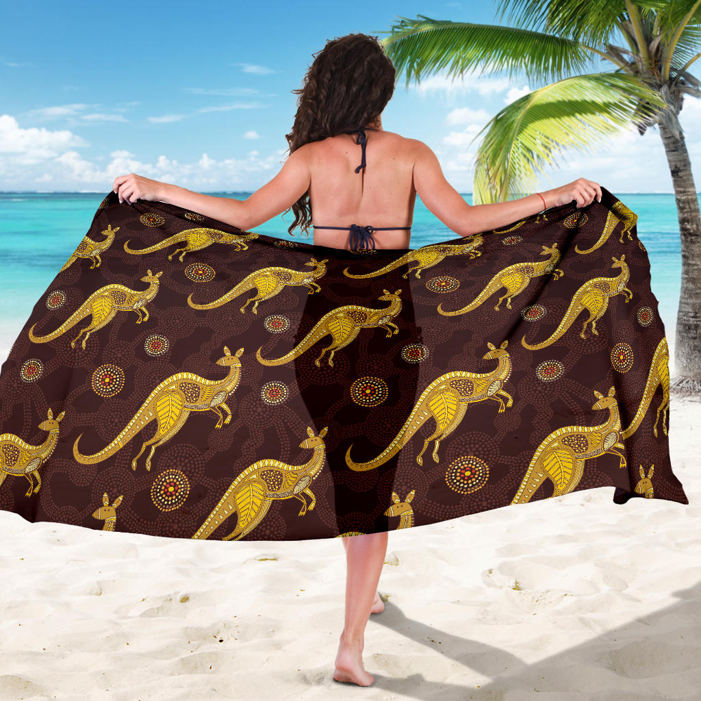 Kangaroos Aboriginal Pattern Print Design 08 Sarong Pareo Wrap