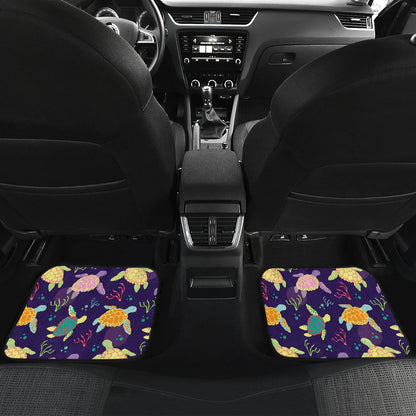 Sea Turtle Color Smile Car Floor Mats Front Back