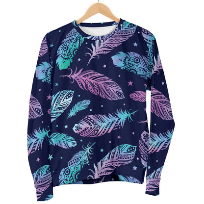 Feather Aztec Design Print Women Long Sleeve Sweatshirt