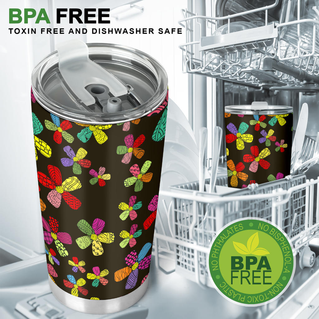 Flower Power Colorful Print Pattern Tumbler