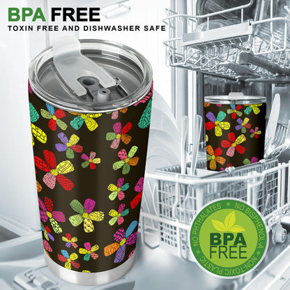 Flower Power Colorful Print Pattern Tumbler