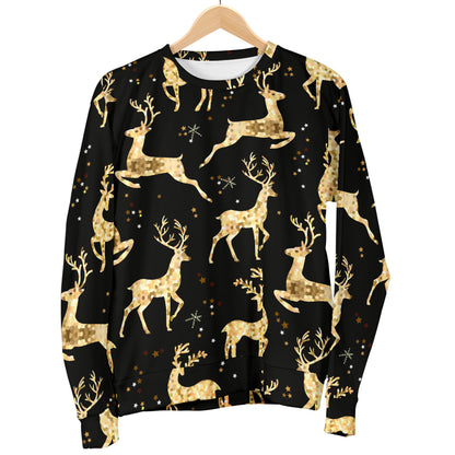 Deer Gold Pattern Women Long Sleeve Sweatshirt