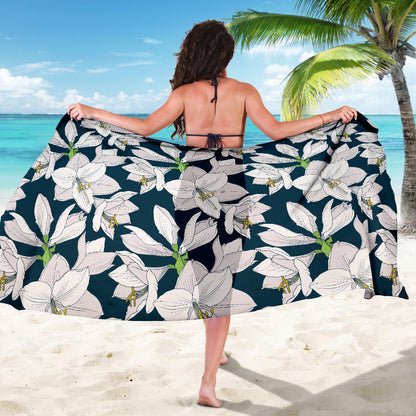 Amaryllis Pattern Print Design 01 Sarong Pareo Wrap