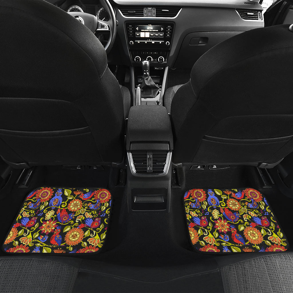 Steampunk Bird Design Themed Print Car Floor Mats Front Back