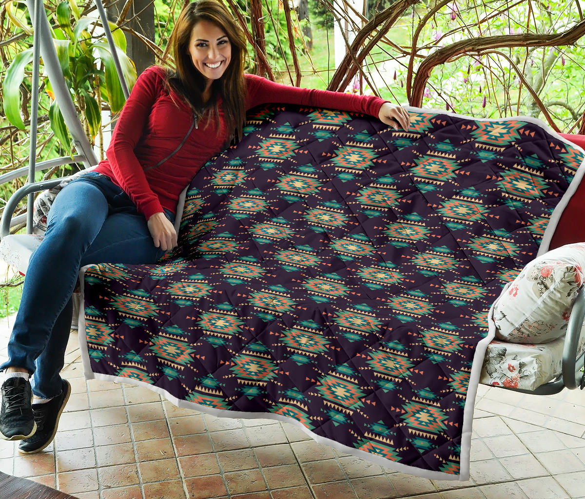 Navajo Geometric Style Print Pattern Quilt Bedspread