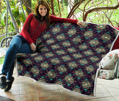 Navajo Geometric Style Print Pattern Quilt Bedspread