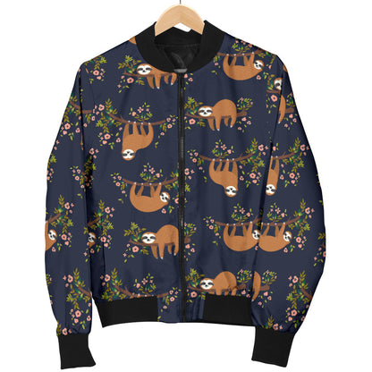 Sloth flower Design Themed Print Men Bomber Jacket