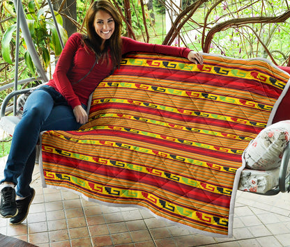 Mexican Blanket Ornament Print Pattern Quilt Bedspread