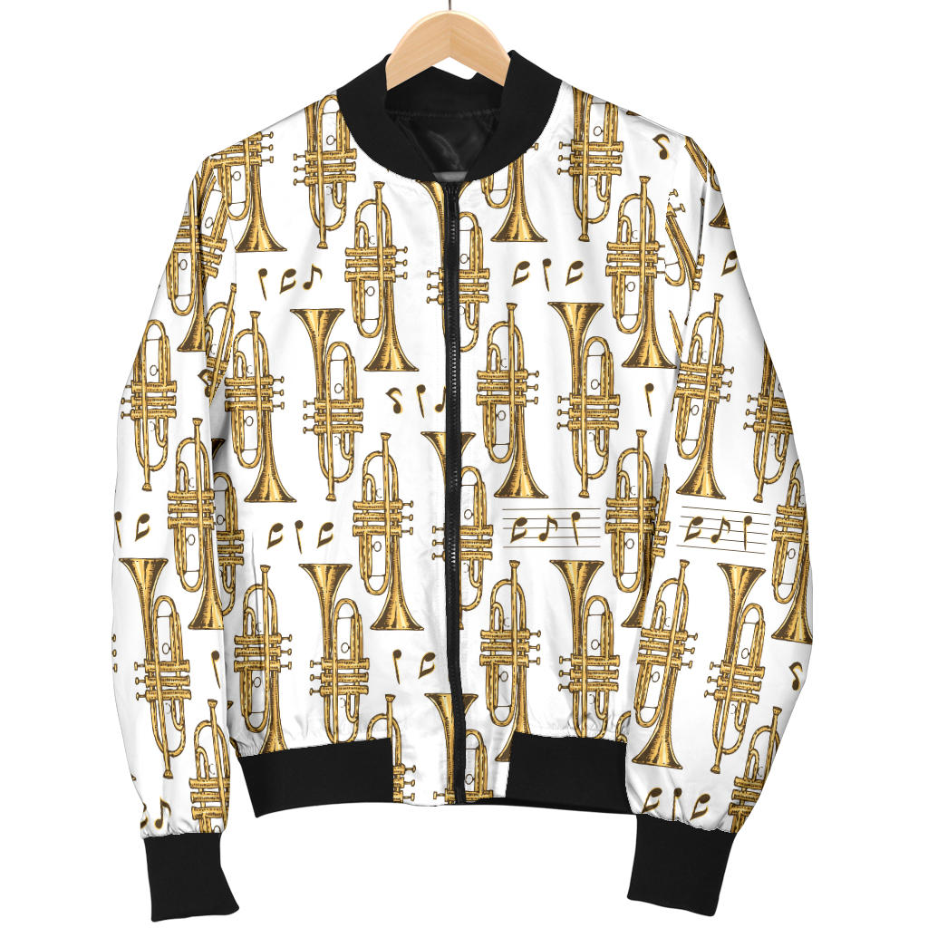 Trumpet with Music Note Print Men Bomber Jacket