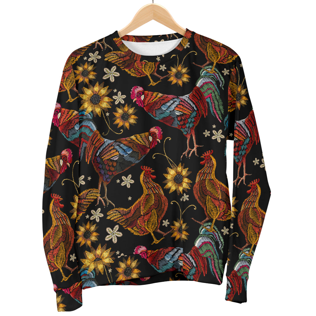 Chicken Embroidery Style Women Long Sleeve Sweatshirt