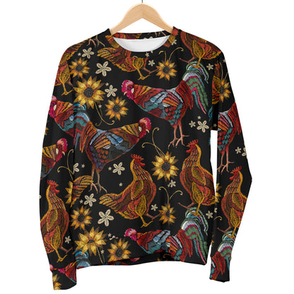 Chicken Embroidery Style Women Long Sleeve Sweatshirt