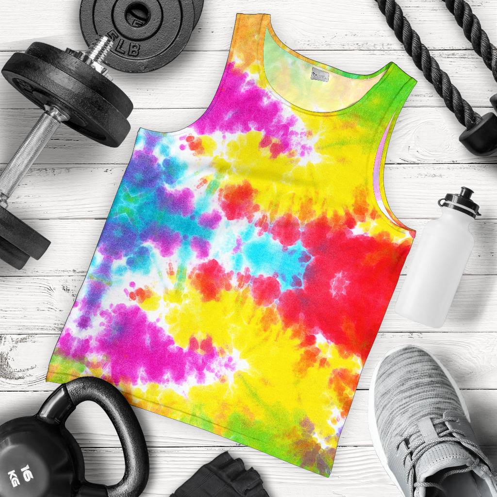 Tie Dye Rainbow Themed Print Men Tank Top
