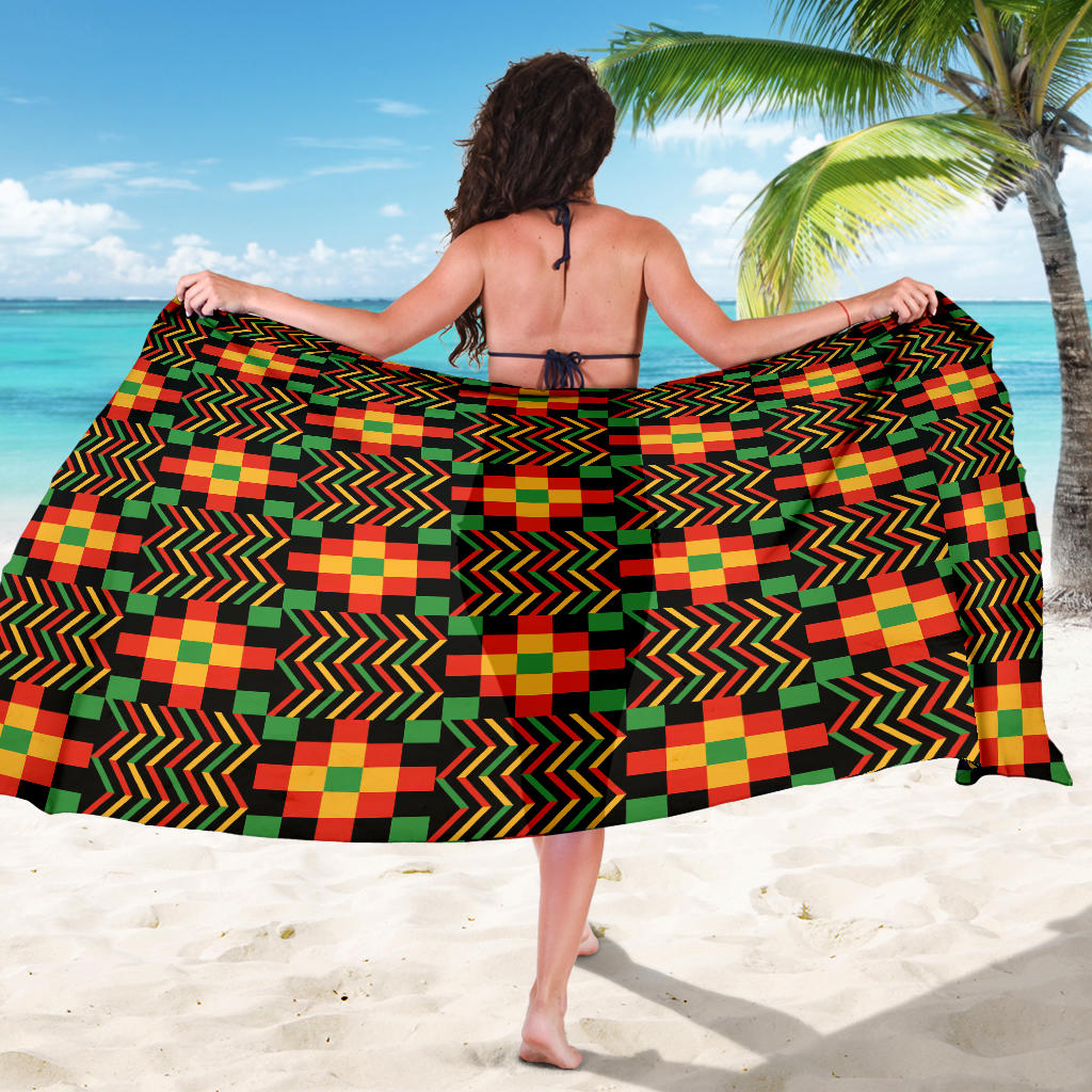 Kente Pattern Print Design 01 Sarong Pareo Wrap