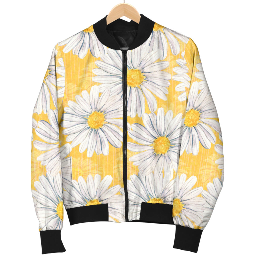 Daisy Yellow Watercolor Print Pattern Men Bomber Jacket