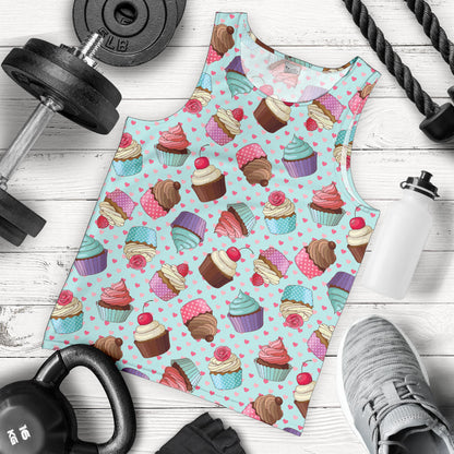 Cupcakes Fancy Heart Print Pattern Men Tank Top
