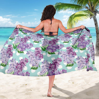 Lilac Pattern Print Design 02 Sarong Pareo Wrap