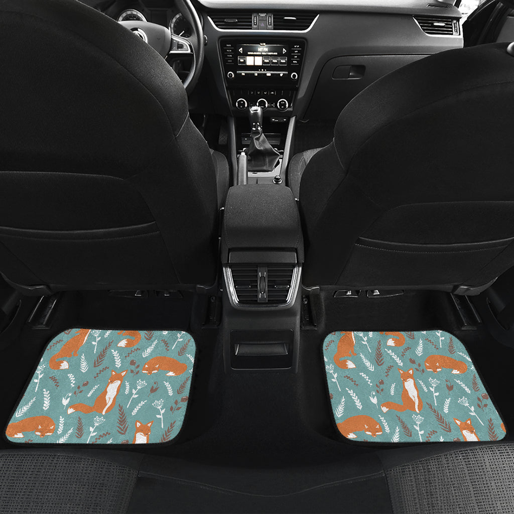Fox Forest Print Pattern Car Floor Mats Front Back