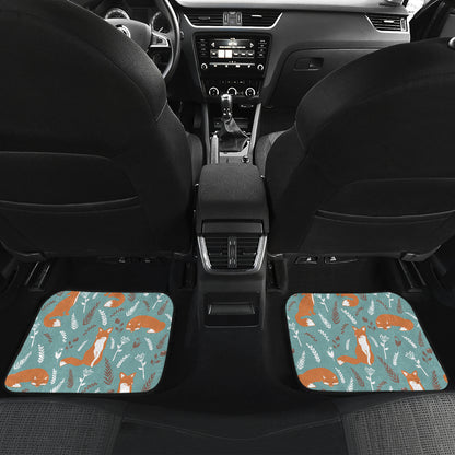 Fox Forest Print Pattern Car Floor Mats Front Back