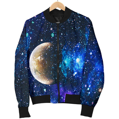 Galaxy Stardust Planet Space Print Men Bomber Jacket