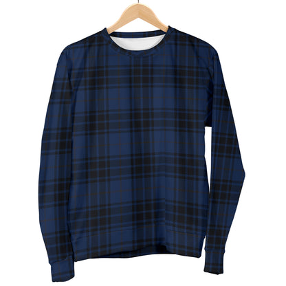 Navy Blue Tartan Plaid Pattern Men Long Sleeve Sweatshirt