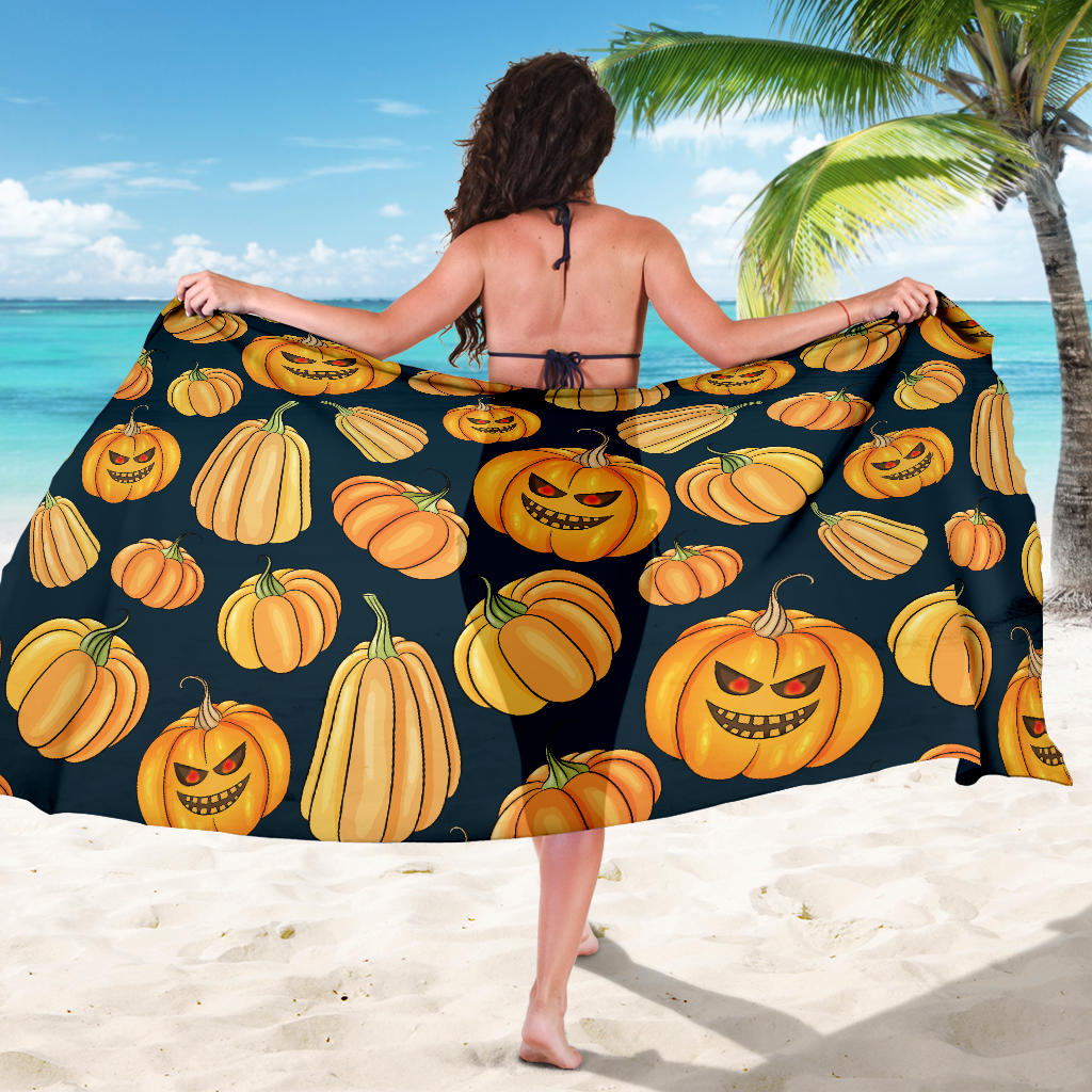 Pumpkin Halloween Pattern Print Design A04 Sarong Pareo Wrap