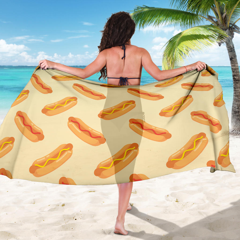 Hot Dog Pattern Print Design 05 Sarong Pareo Wrap