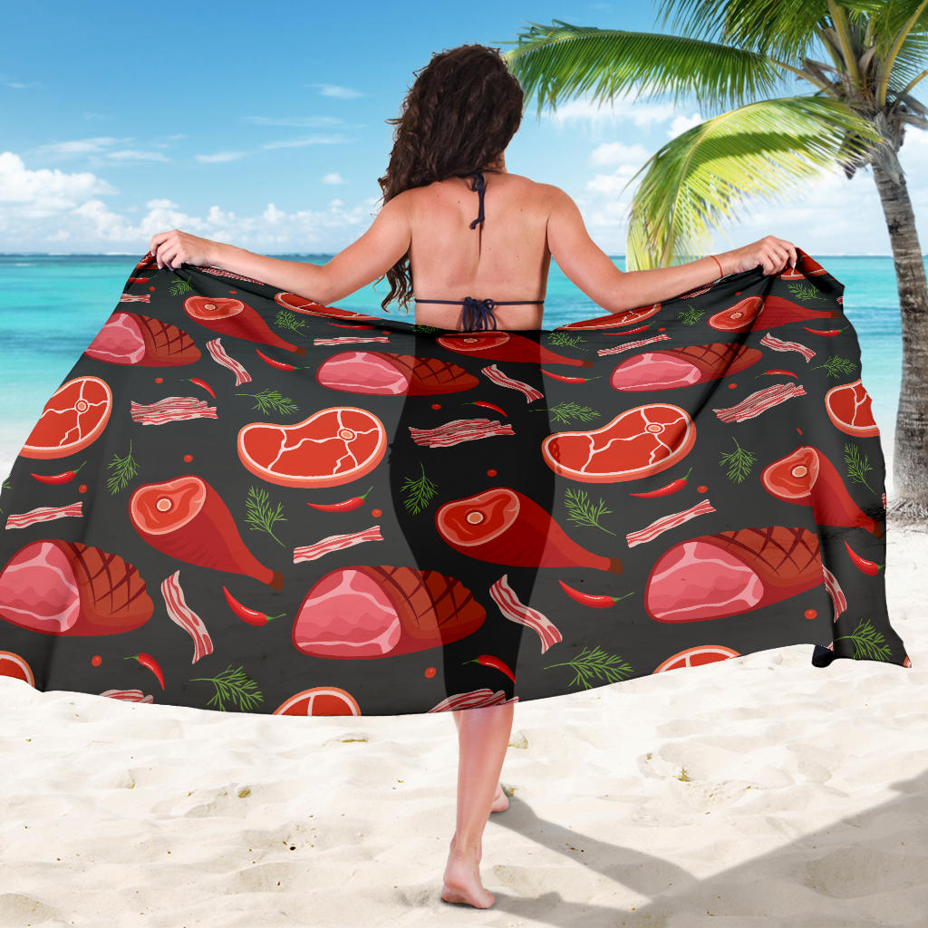 Meat Pattern Print Design 03 Sarong Pareo Wrap