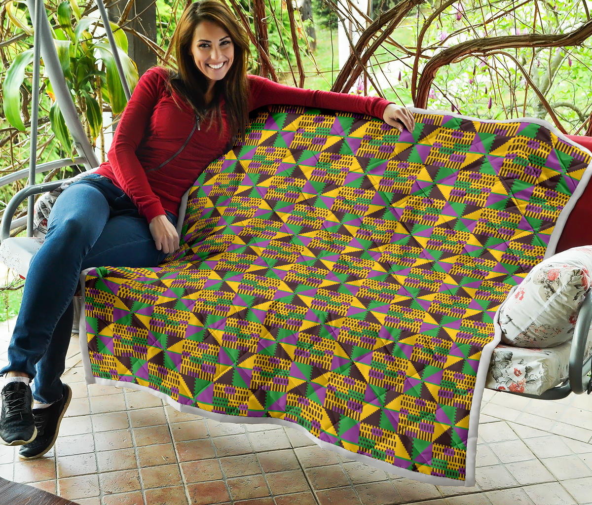 Kente Triangle Design African Print Quilt Bedspread