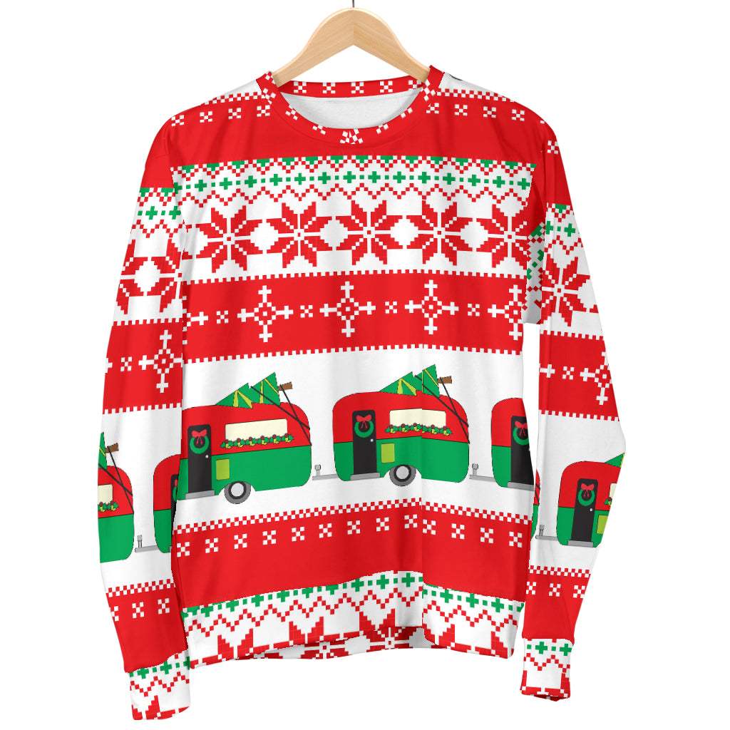 Camper Camping Ugly Christmas Design Print Men Long Sleeve Sweatshirt