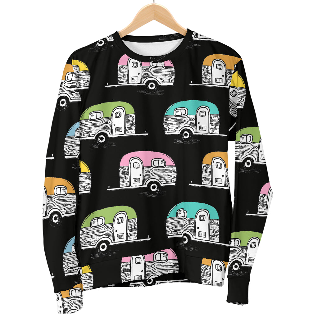 Camper Pattern Camping Themed No 2 Print Women Long Sleeve Sweatshirt
