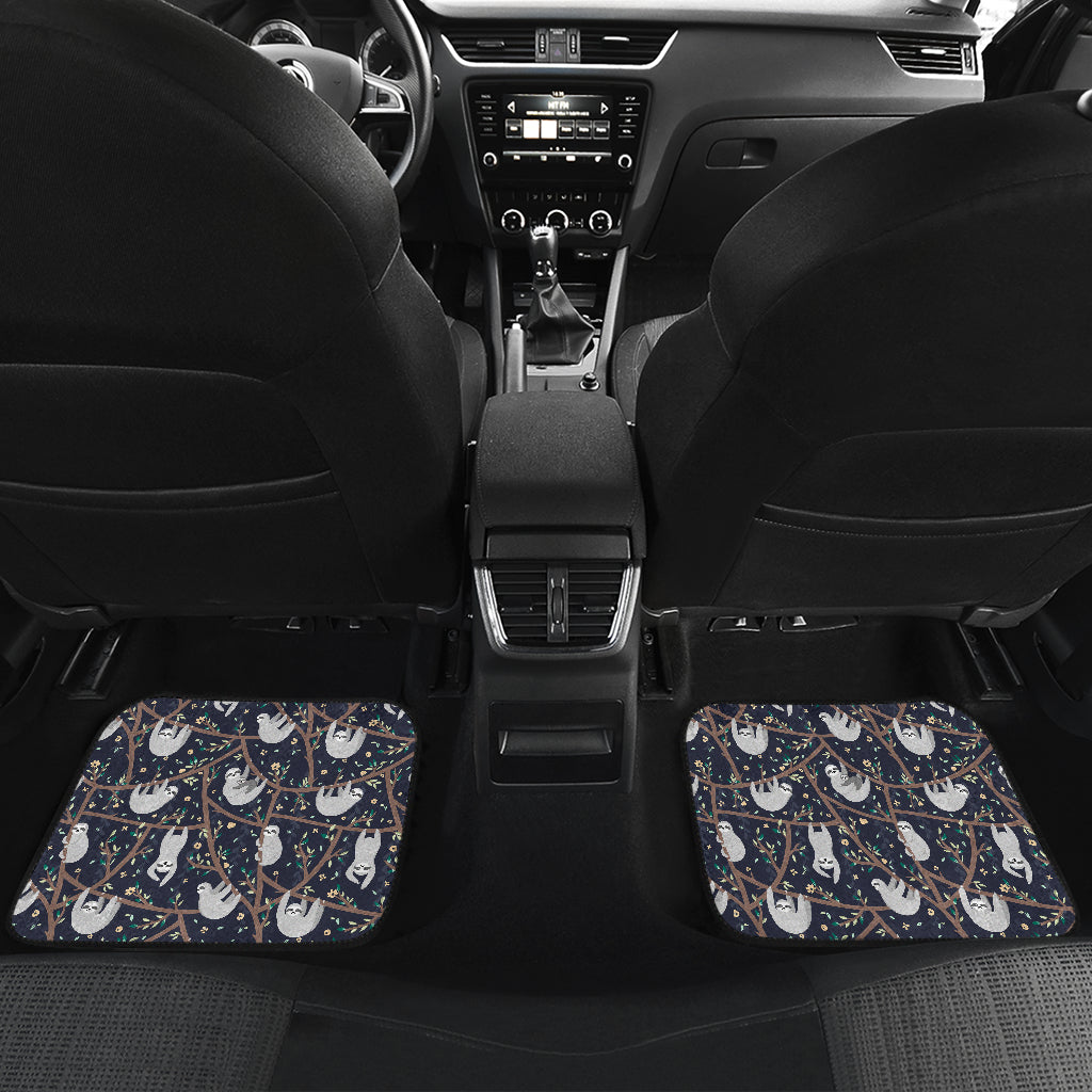 Sloth Happy Design Themed Print Car Floor Mats Front Back