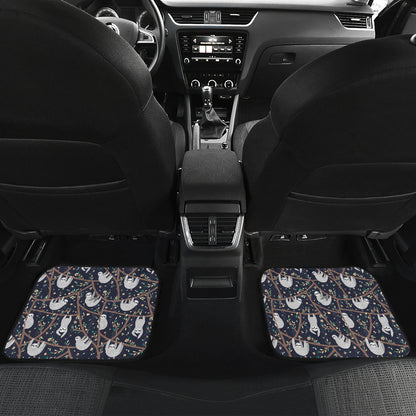 Sloth Happy Design Themed Print Car Floor Mats Front Back