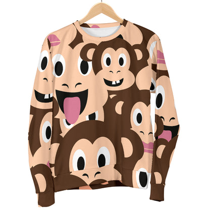 Emoji Monkey Print Pattern Men Long Sleeve Sweatshirt