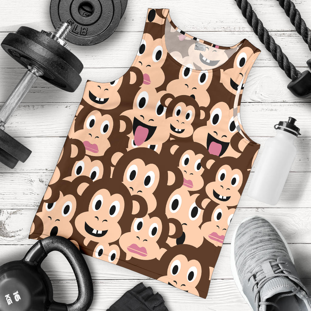 Emoji Monkey Print Pattern Men Tank Top