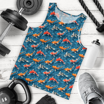 Koi Carp Water Design Themed Print Men Tank Top
