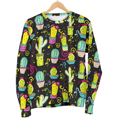 Cactus Neon Style Print Pattern Women Long Sleeve Sweatshirt