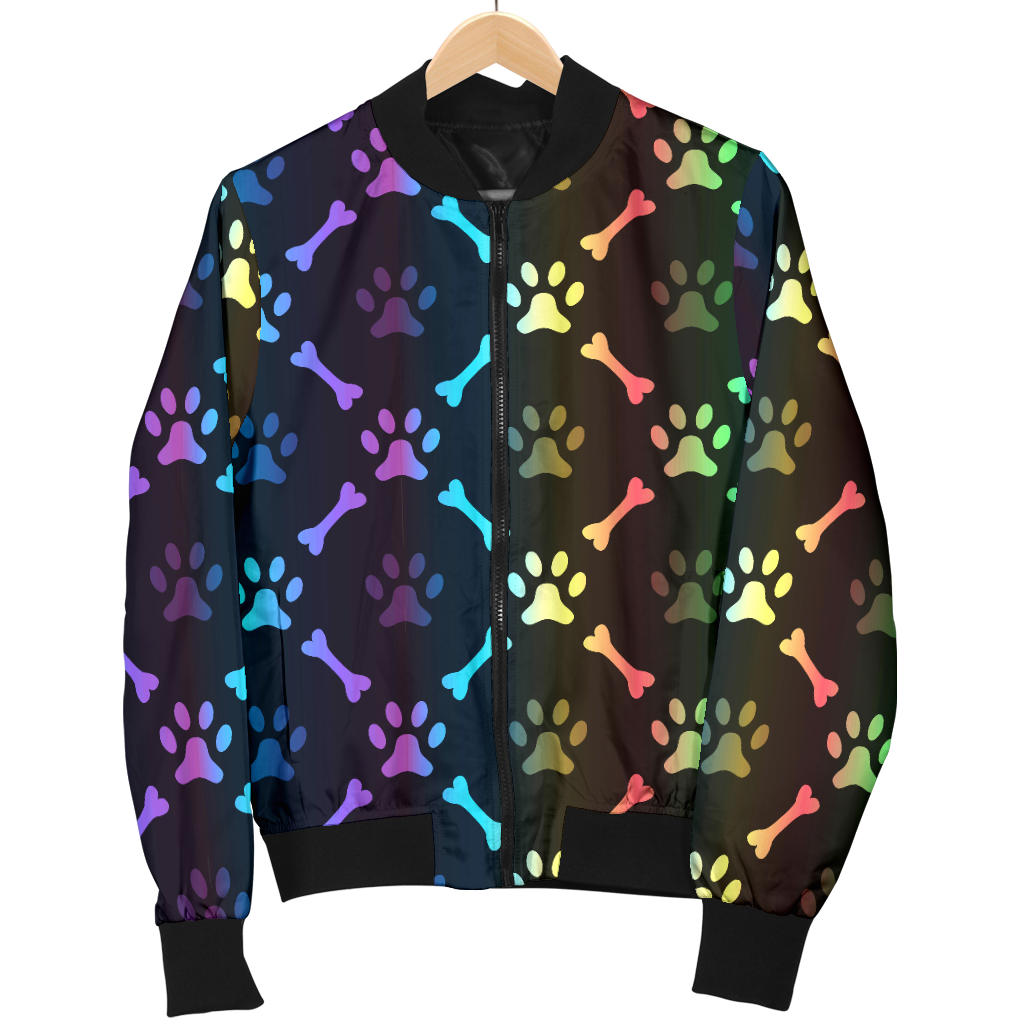 Paw Rainbow Print Men Bomber Jacket
