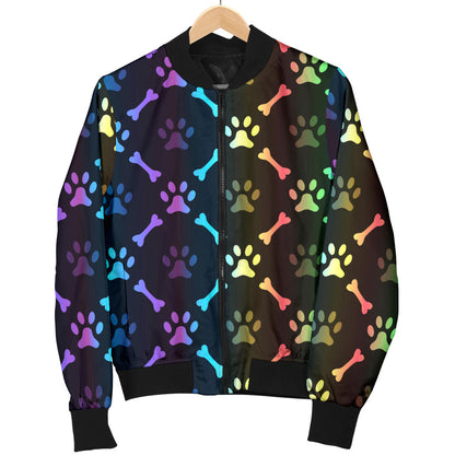 Paw Rainbow Print Men Bomber Jacket