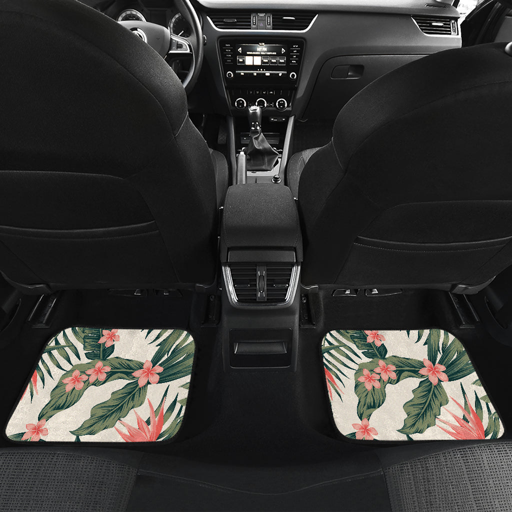 Tropical Flower Palm Leaves Car Floor Mats Front Back