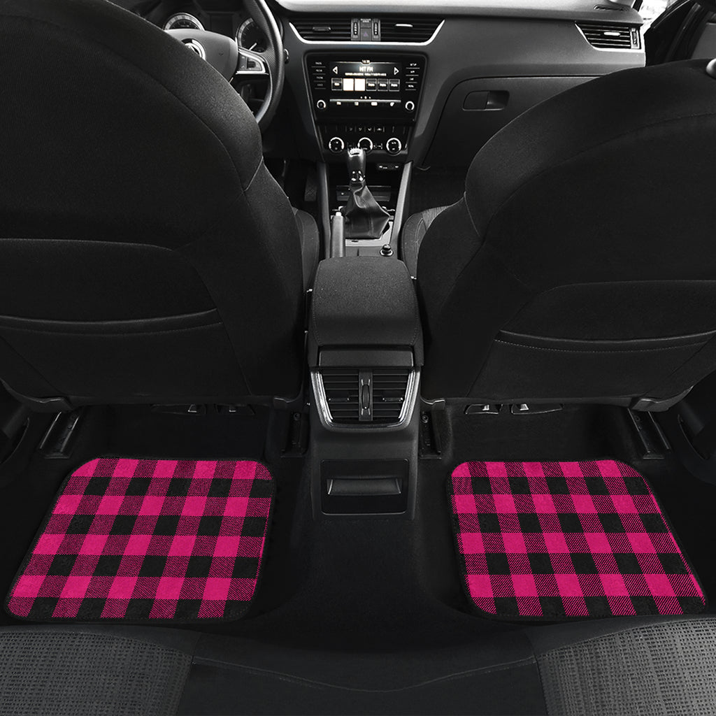 Pink Tartan Plaid Pattern Car Floor Mats Front Back