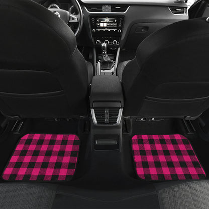 Pink Tartan Plaid Pattern Car Floor Mats Front Back