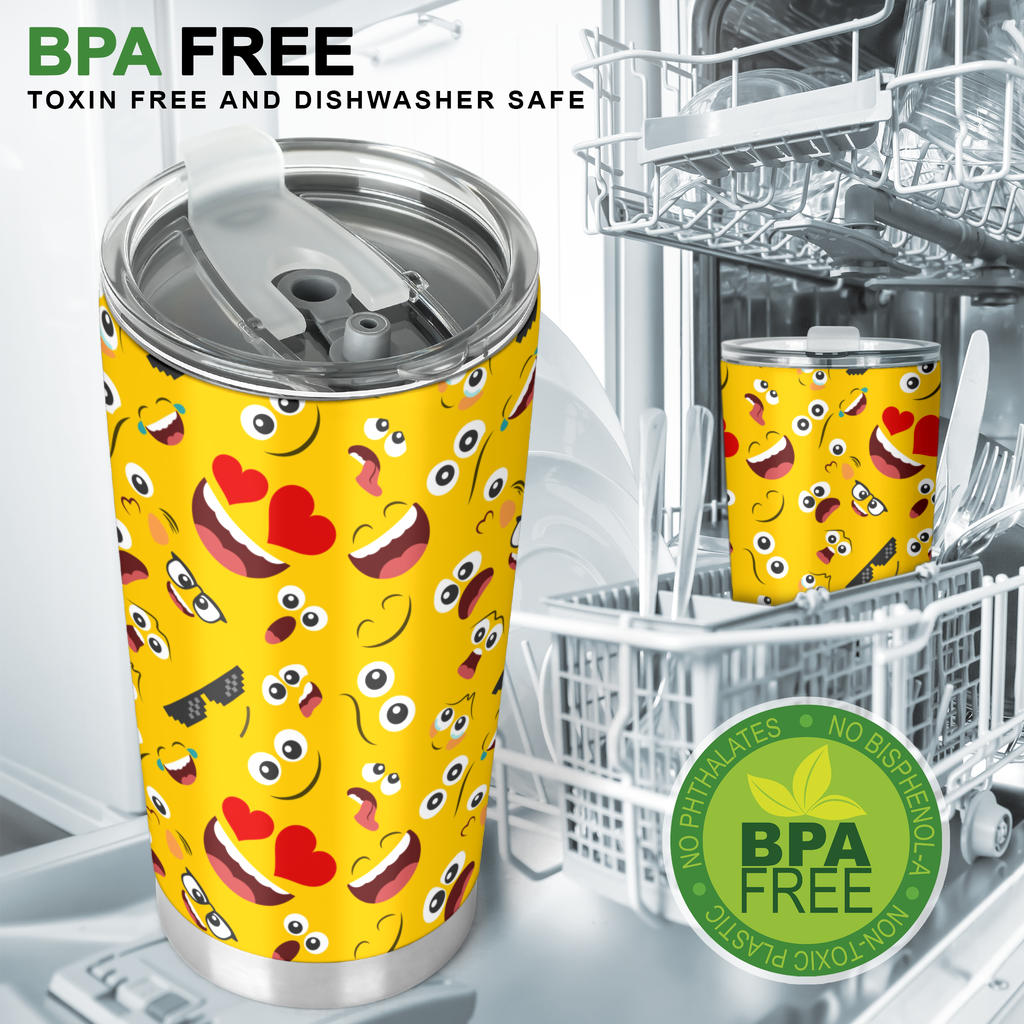 Emoji Face Print Pattern Tumbler